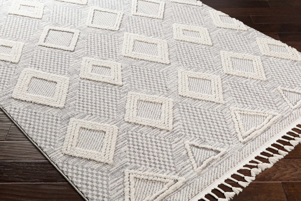 Grey Beige Cream Polyester Area Rug 5'3" x 7'3" I276611