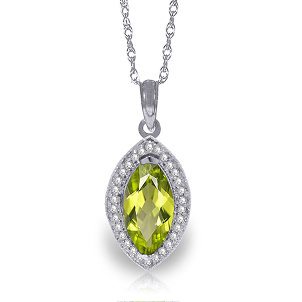 14k White Gold Diamond & Peridot Pendant Necklace V670