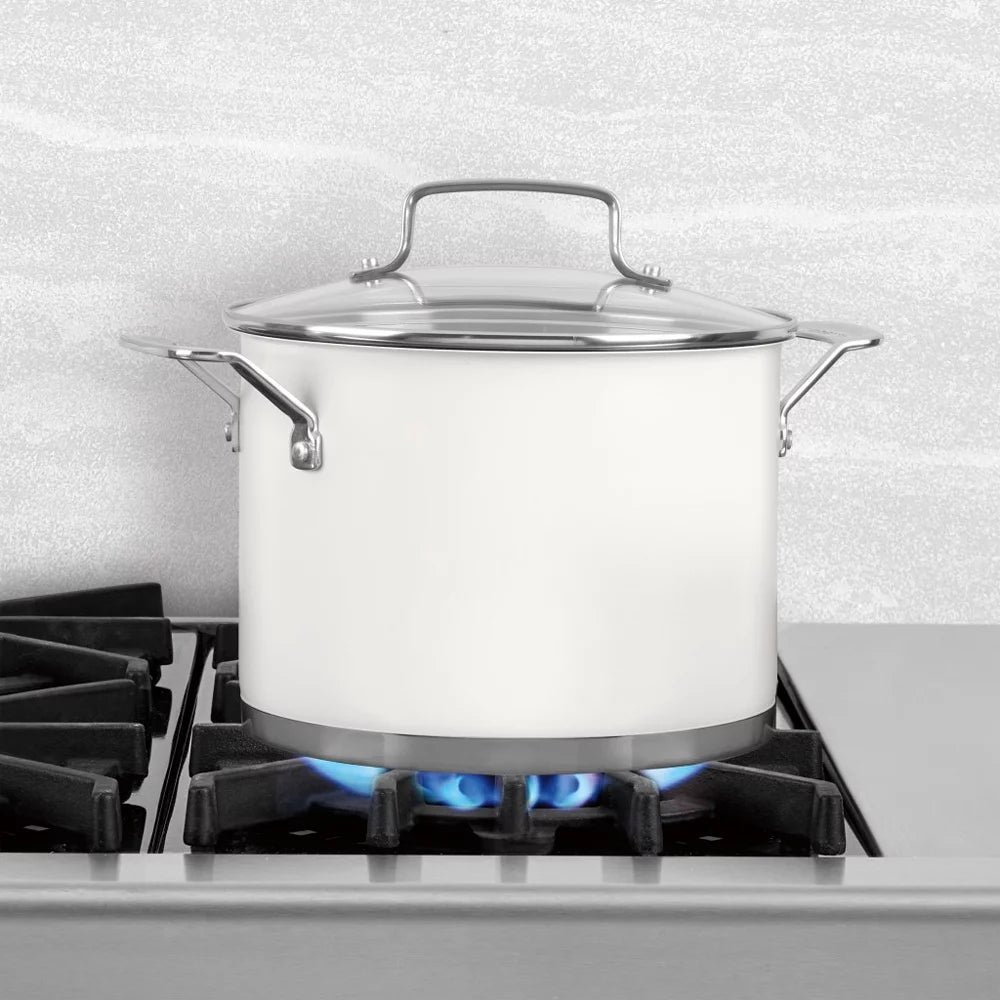 11-piece Matte White Cookware Set with Oven Mitt and Kitchen Timer R773904