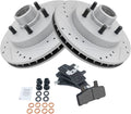 Metallic Brake Pad & Drilled Slotted Coated Rotors T393