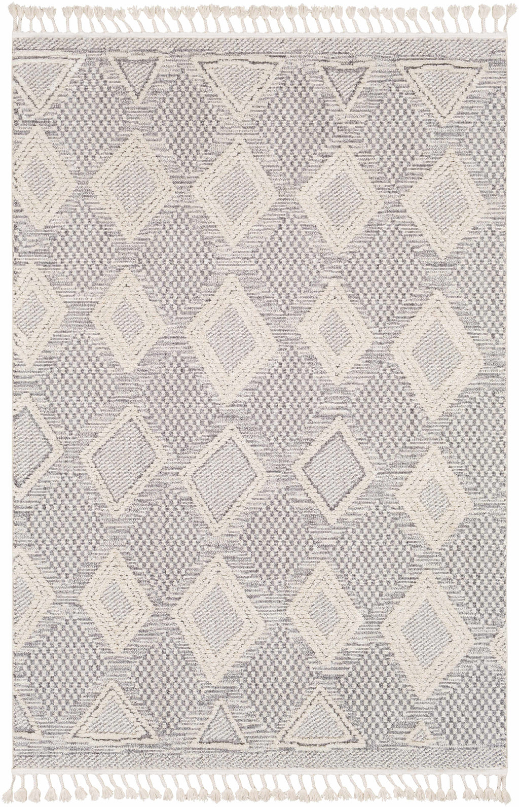 Grey Beige Cream Polyester Area Rug 5'3" x 7'3" I276611
