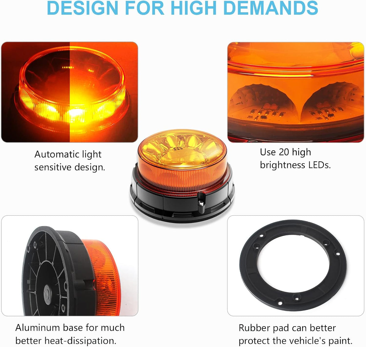 Class II LED Beacon Light 6.6", 80W Automatic Warning Lights, Pack of 2 J3437