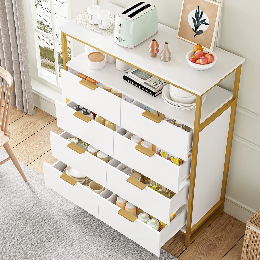 White 8 Drawer Wood Dresser S838549