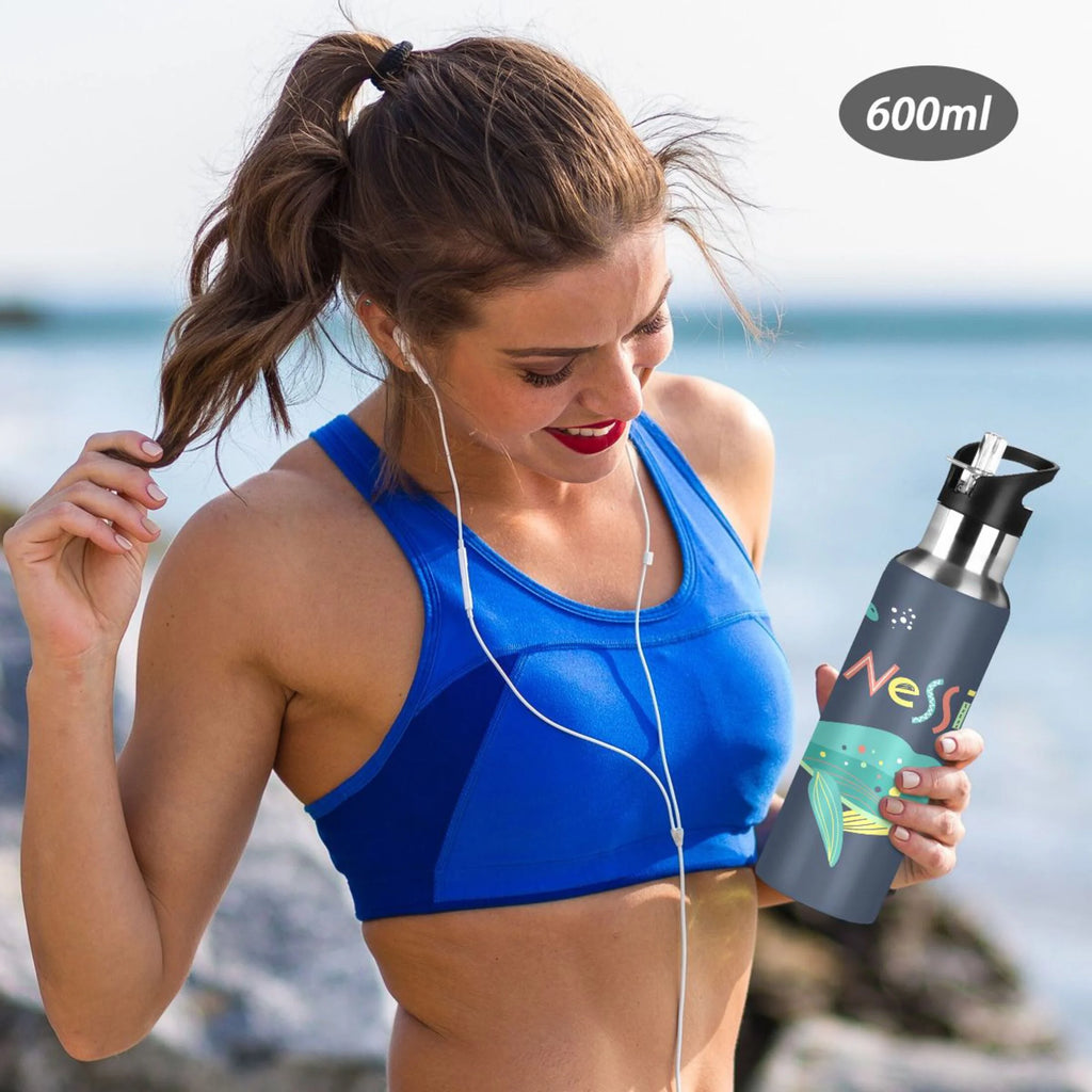 20 OZ Vacuum Insulated Stainless Steel Water Bottle with Straw Lid V5655