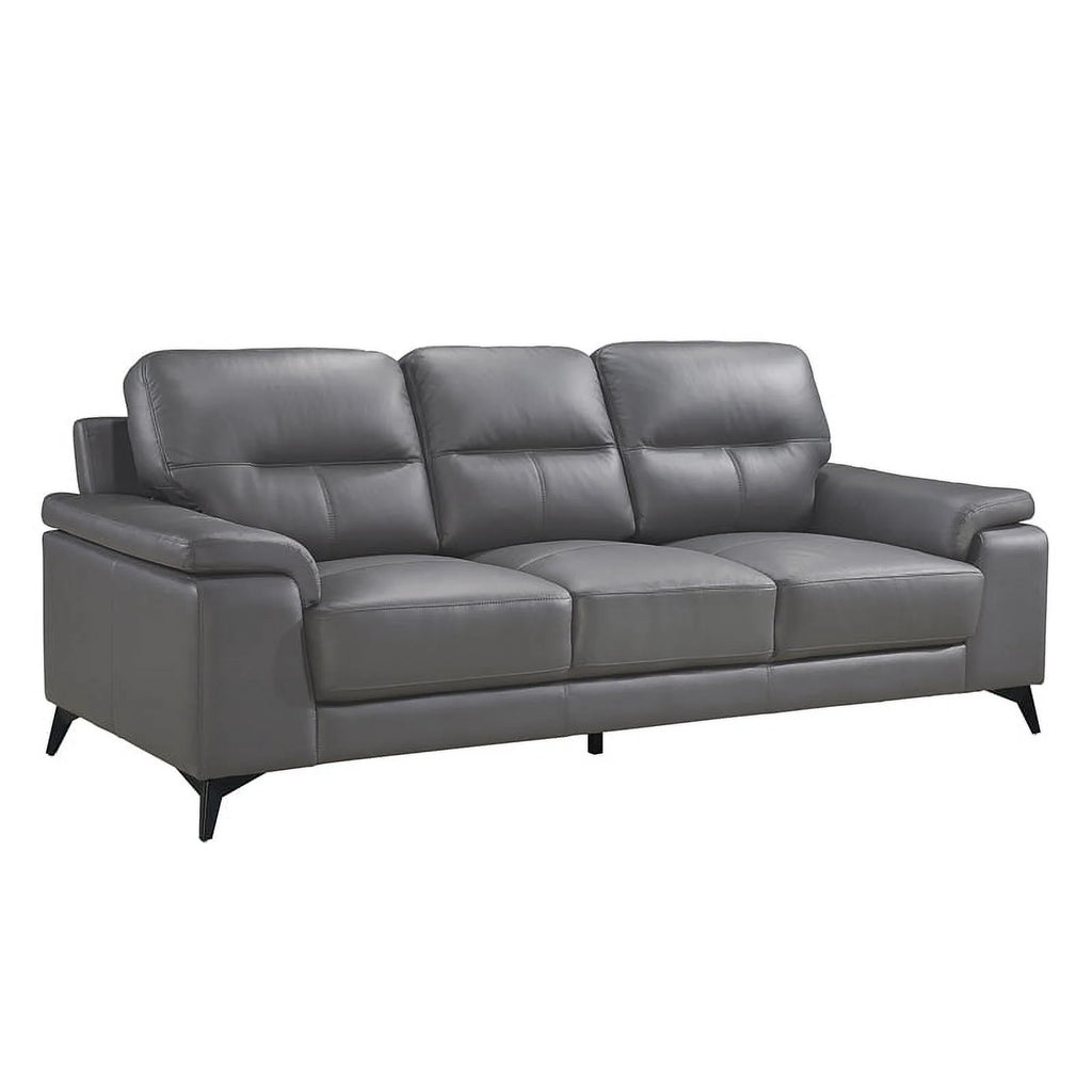 Dark Gray Leather 2-Piece Upholstered Sofa Set L245335