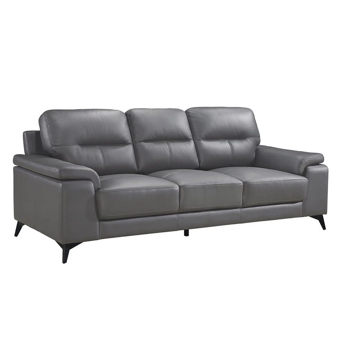 Dark Gray Leather 2-Piece Upholstered Sofa Set L245335