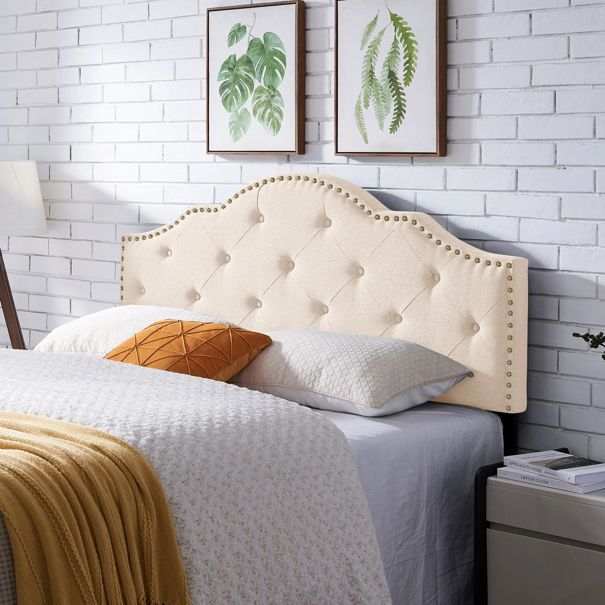Beige Black King Upholstered Headboard Z6637