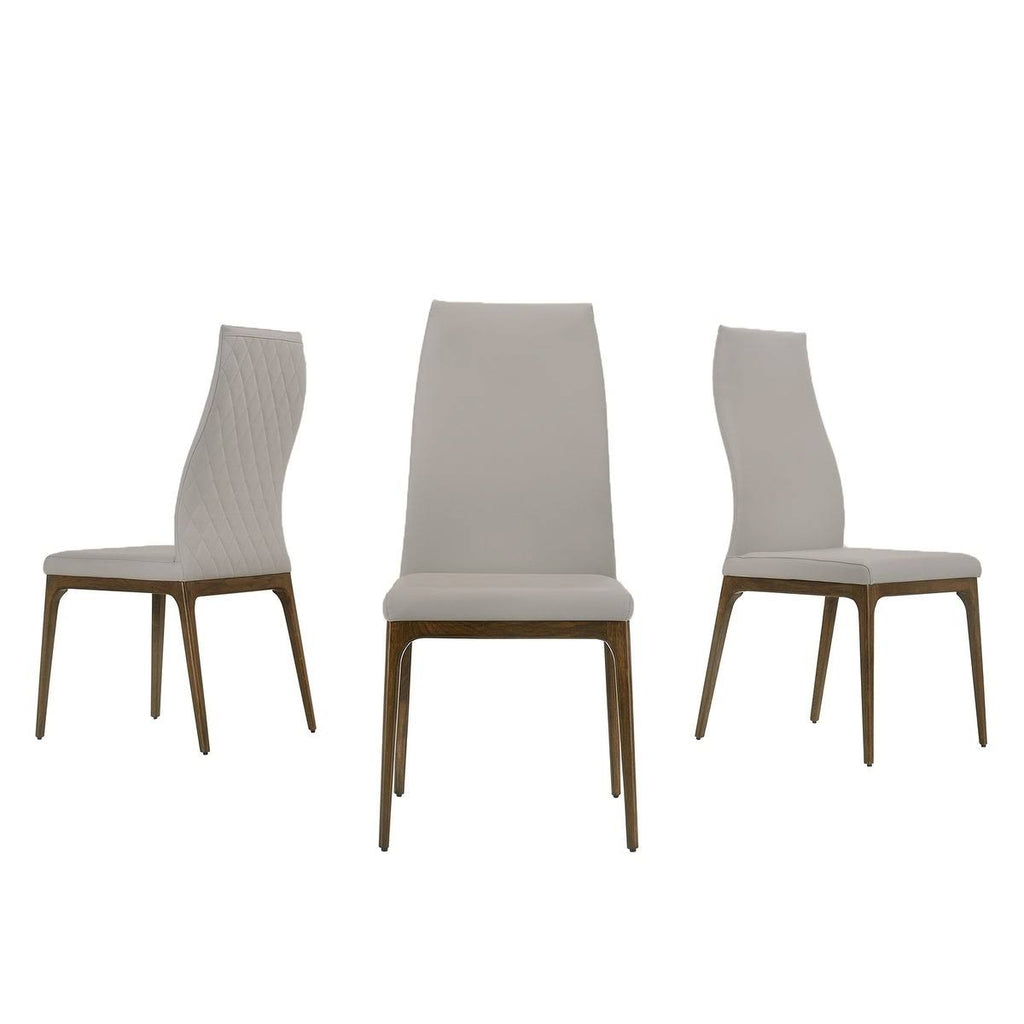 Light Gray Leather Dining Chair with Walnut Wood Legs Q225268