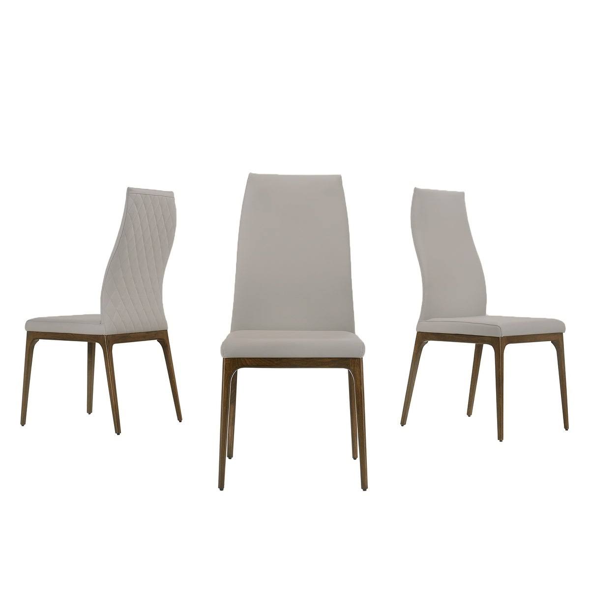 Light Gray Leather Dining Chair with Walnut Wood Legs Q225268