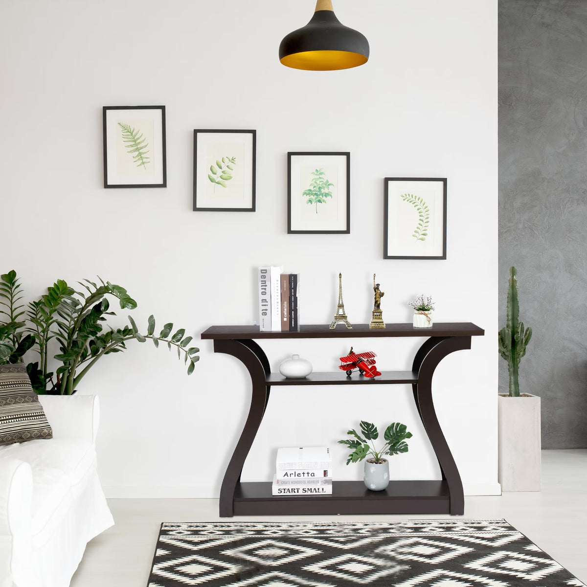 Brown 3-Shelf Narrow Console Table I491