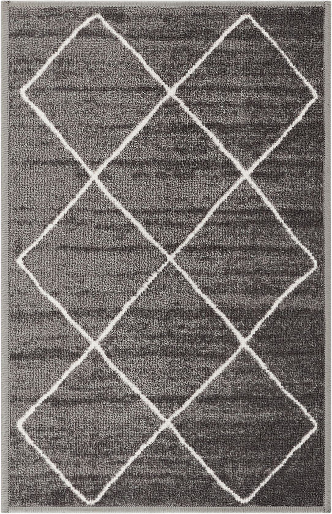 Grey Diamond Lattice Print Indoor Outdoor Area Rug B33242
