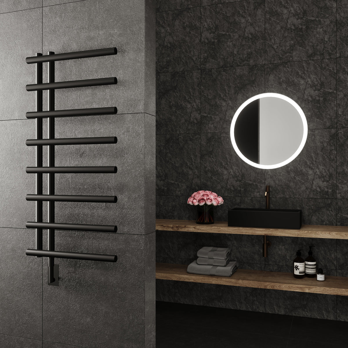 Wall Mounted Electric Towel Warmer in Black V642