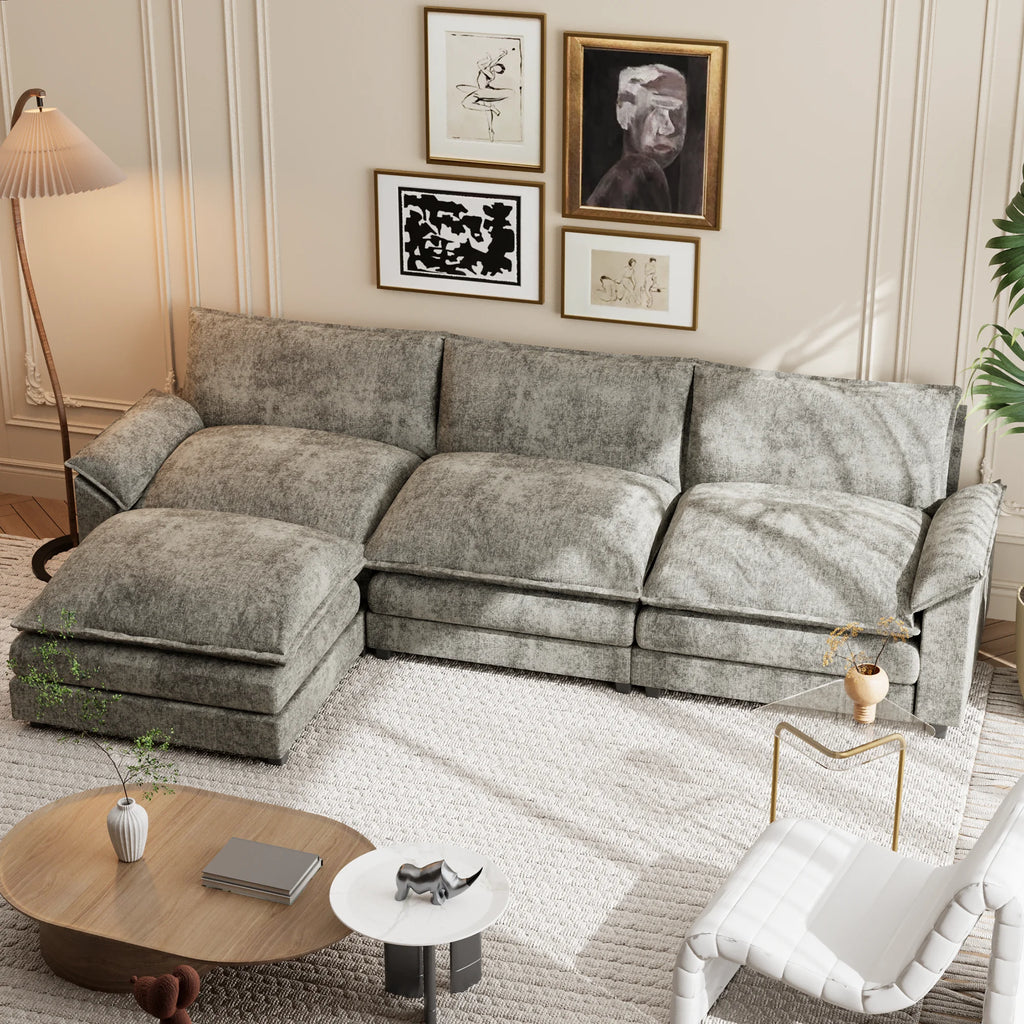 Gray L-shaped Sectional Sofa with Reversible Chair B655