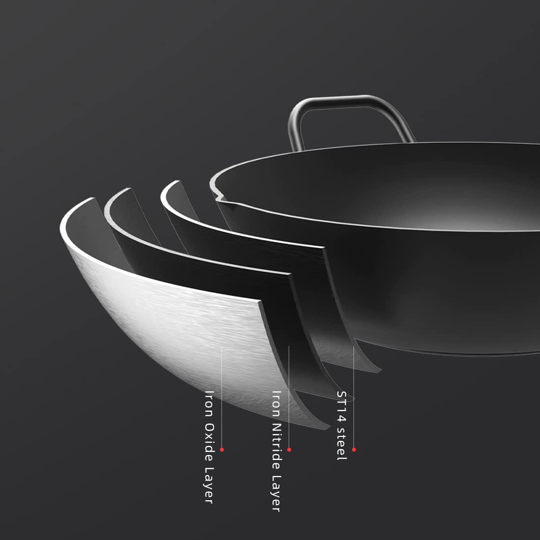 Carbon Steel Wok with Lid, 12 Inch, Wooden Handle, Pack of 2 Y21153