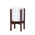 White Ceramic Planter with Stand U816147