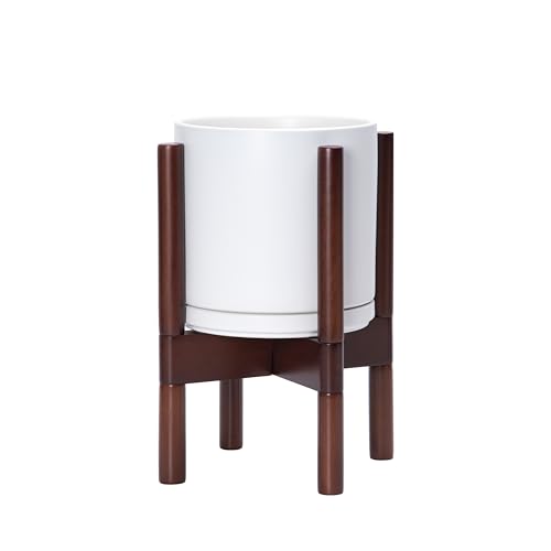 White Ceramic Planter with Stand U816147