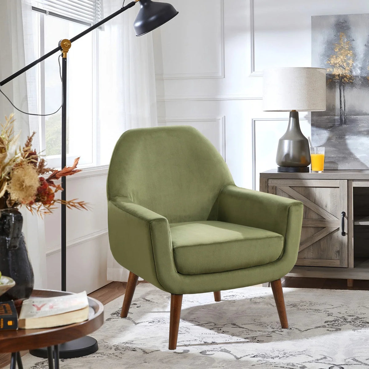 Green Velvet Arm Chair N306
