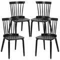 Black Solid Wood Spindle Back Dining Chairs Set of 4 A760