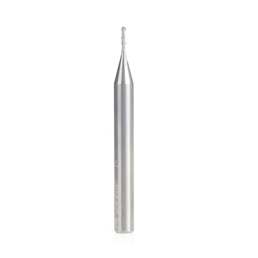 Solid Carbide Double Flute Up-Cut Ball Nose Spiral 1/32 R x 1/16 D x 1/4 CH x 1/4 S A84130