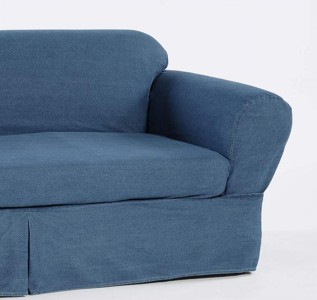 Blue Cotton Denim Sofa Slipcover Y772