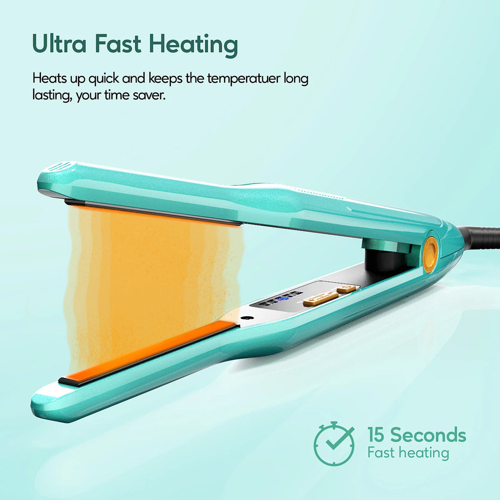 Green 0.3" Titanium Pencil Flat Iron Hair Straightener S414789
