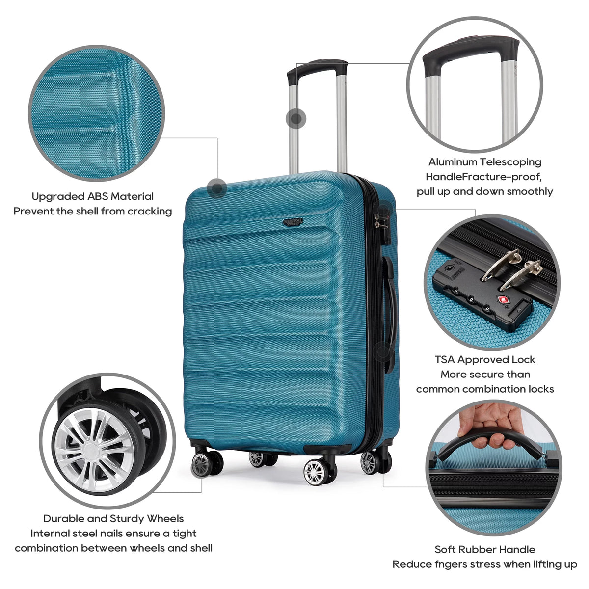 Expandable Hard Shell 3 Piece Luggage Set with Spinner Wheels F290389
