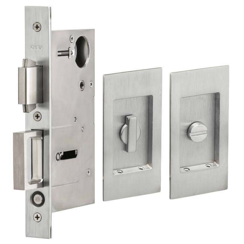 Satin Chrome Privacy Pocket Door Lock J681