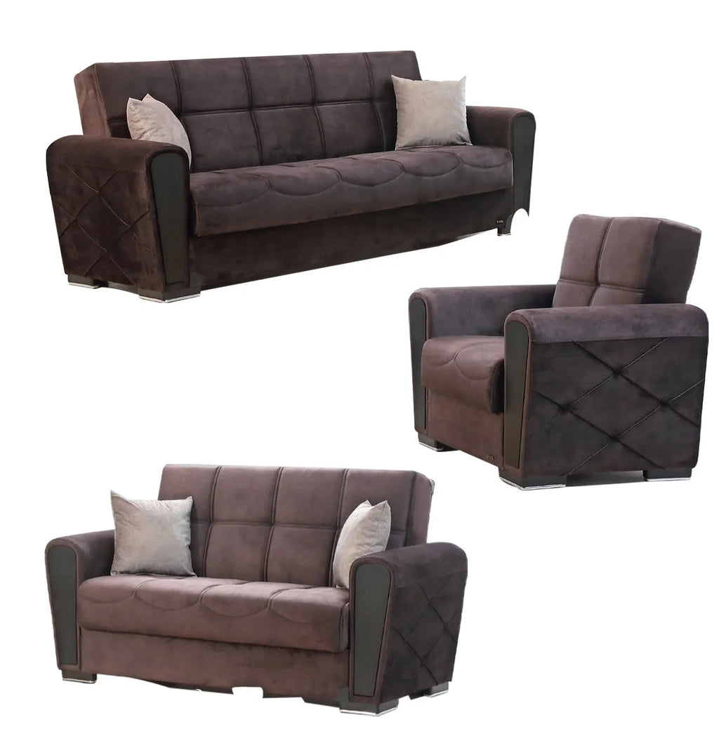 Dark Brown Fabric Loveseat H794