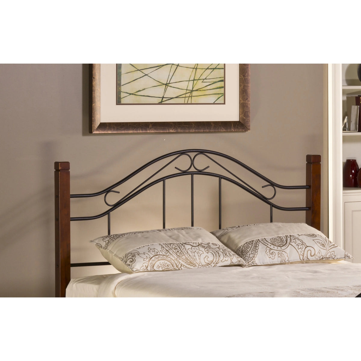 Metal and Wood Headboard with Rails Twin E6438