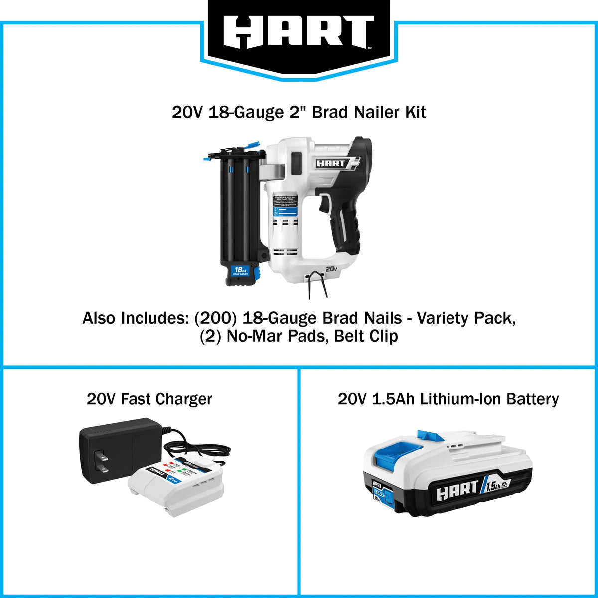 20-Volt 18-Gauge Battery-Powered Brad Nailer Kit U8358