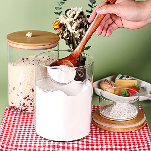Glass Flour Container with Airtight Bamboo Lid, Large Glass Food Jar with Wooden Lid (3L) Y639486