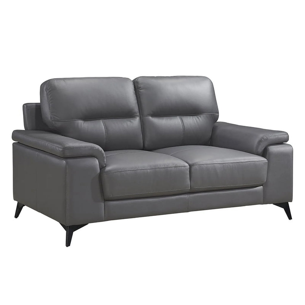 Dark Gray Leather 2-Piece Upholstered Sofa Set L245335