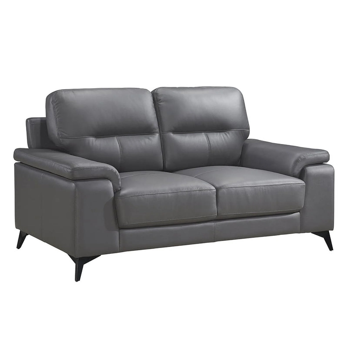 Dark Gray Leather 2-Piece Upholstered Sofa Set L245335