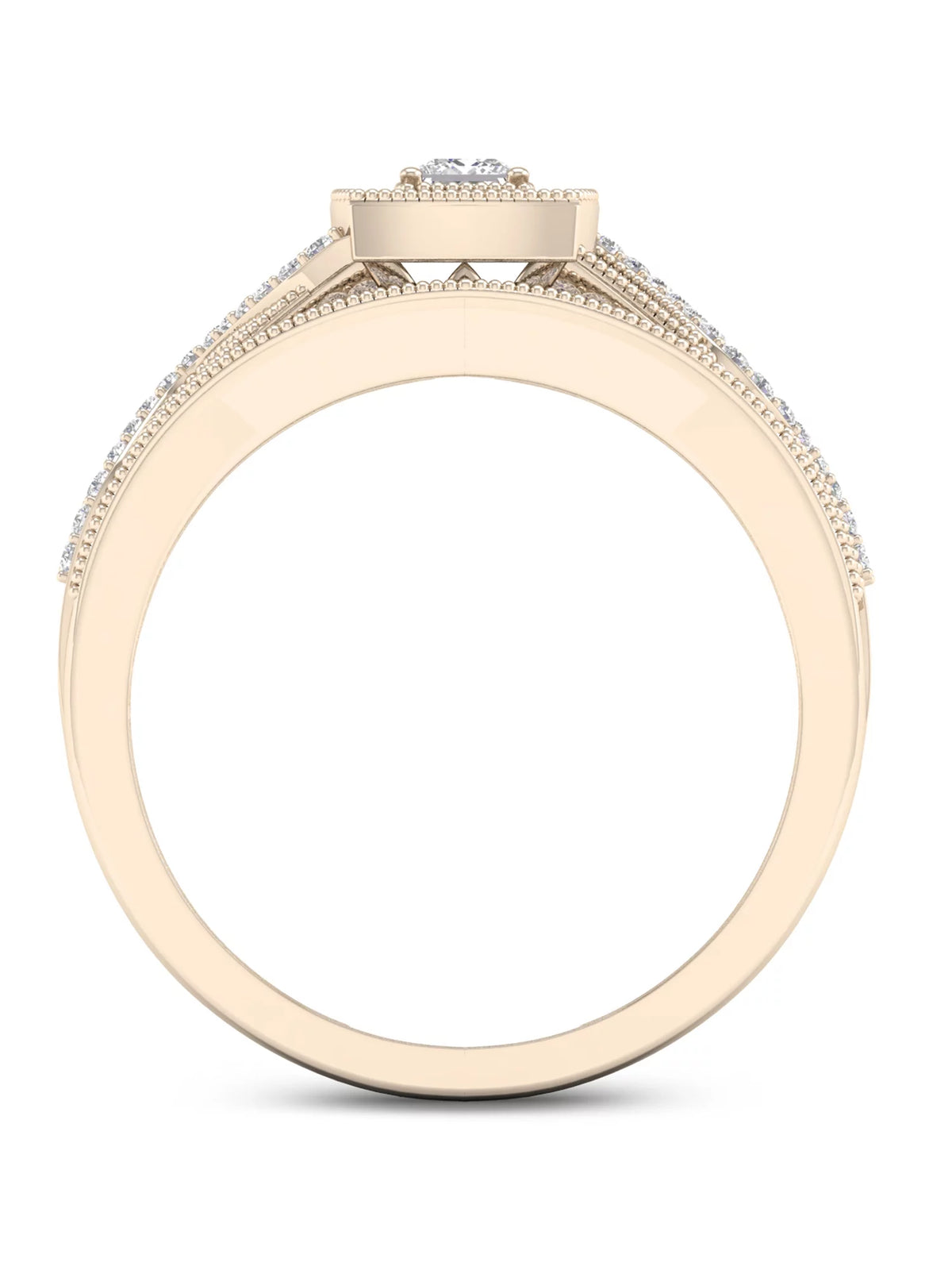 3/8Ct TDW Diamond 10k Yellow Gold Halo Bridal Set O69067