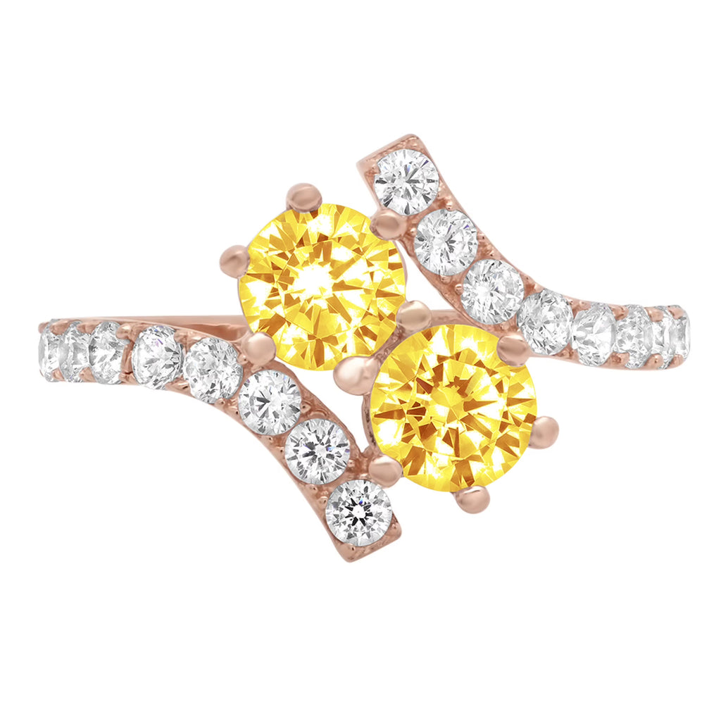 1.98ct Round Cut Yellow Simulated Diamond 14k Pink Rose Gold Engagement Ring Size 7.75 S81159