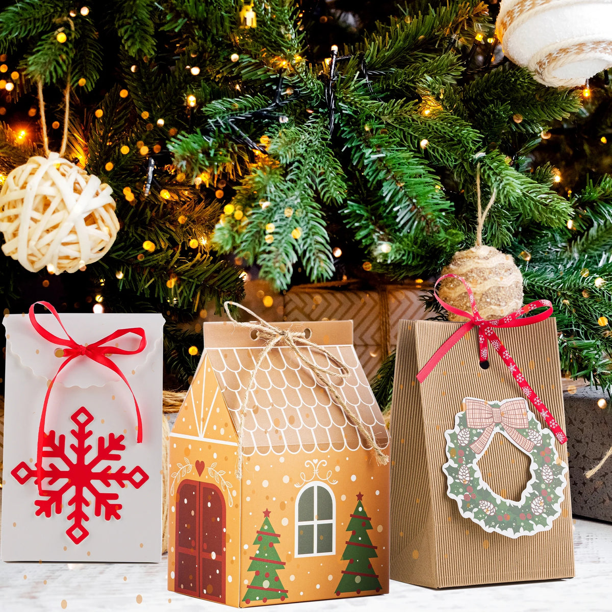 12 Pieces Reusable Craft Paper Christmas Gift Boxes P140227