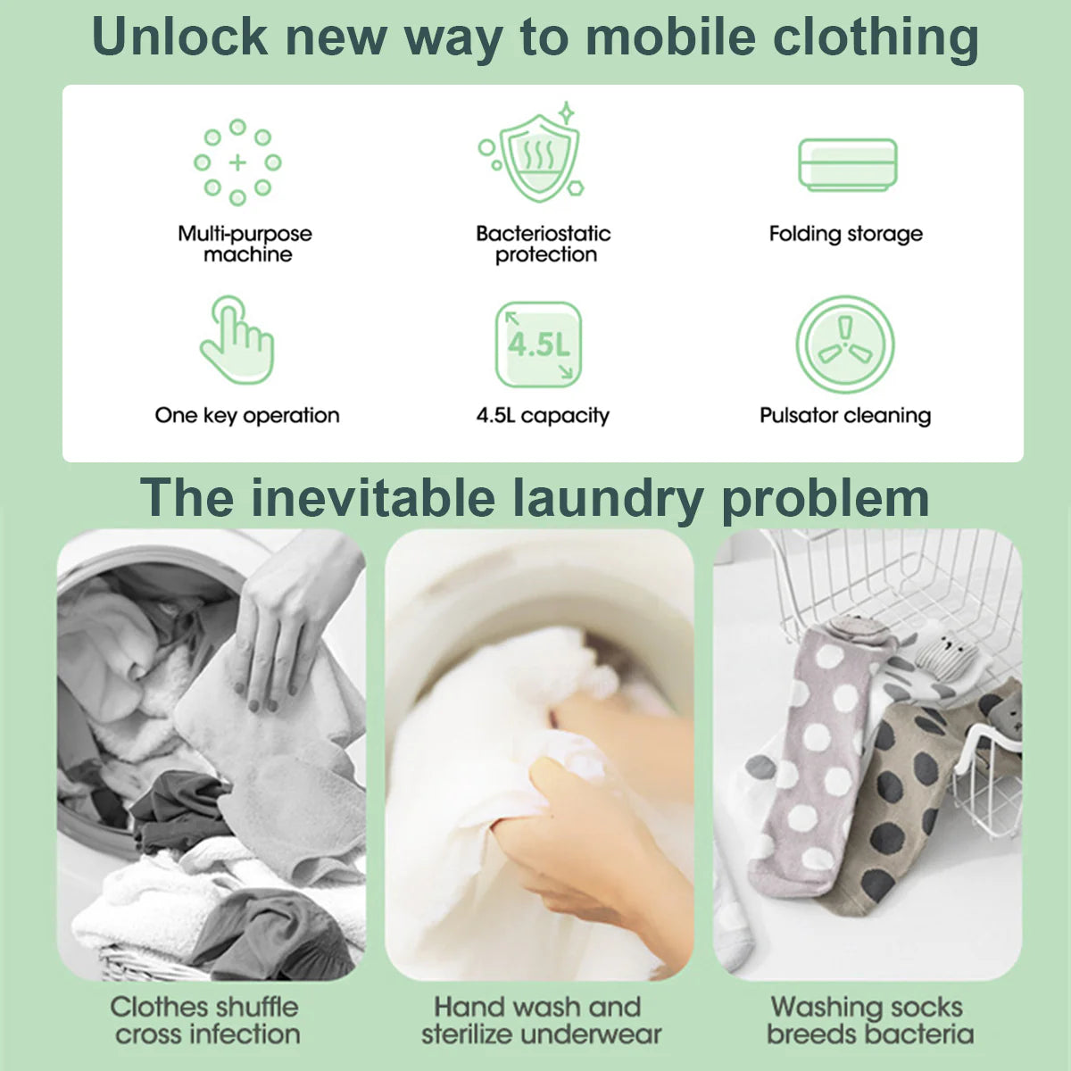 Portable Foldable Mini Washing Machine with Drain Basket S48637