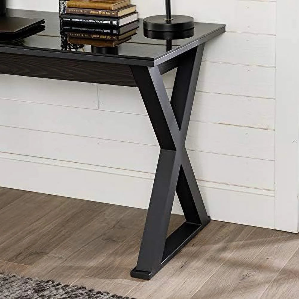 Black 48 Inch Glass Top Computer Desk J305
