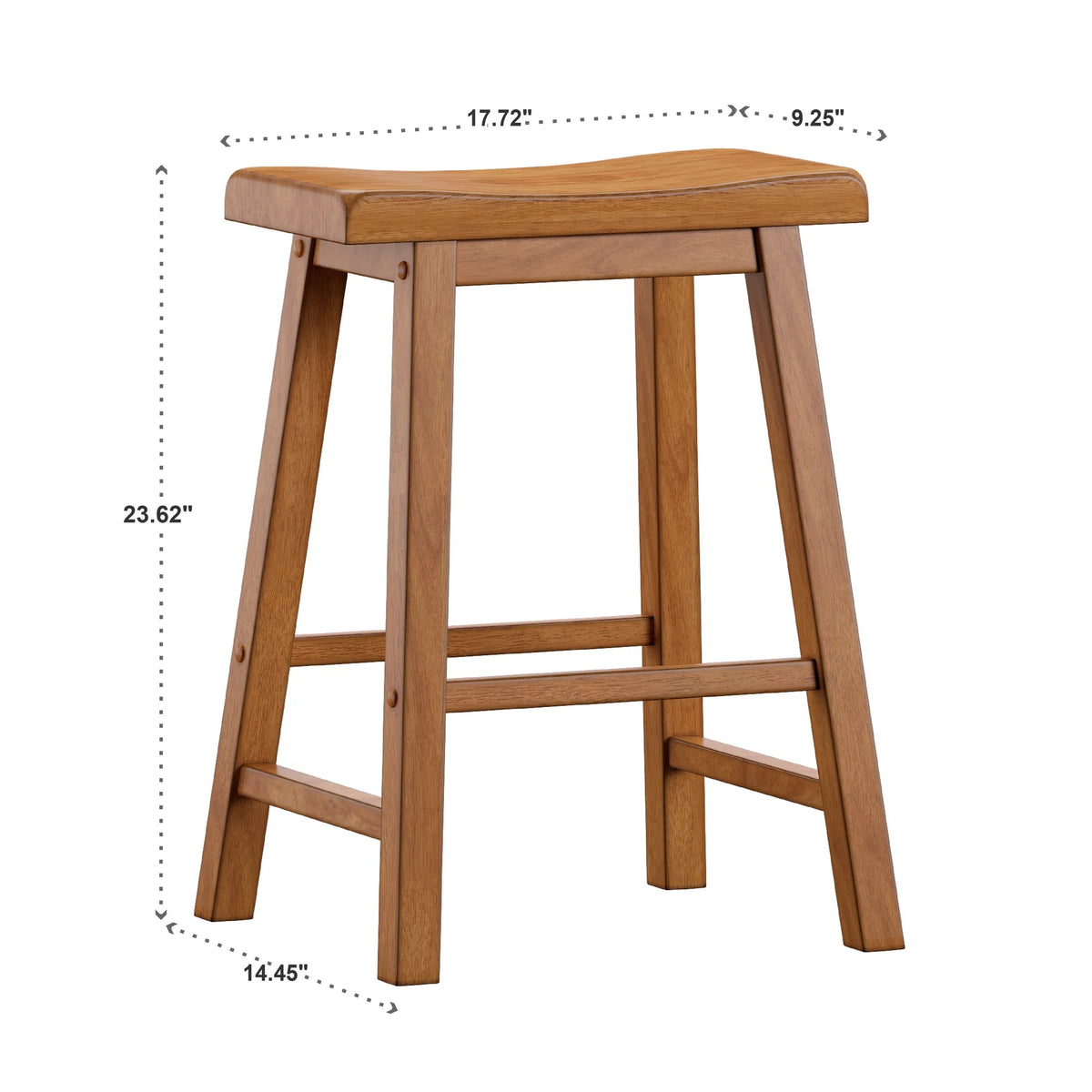 Oak Finish Saddle Seat Backless Counter Stools Set of 2 F8282