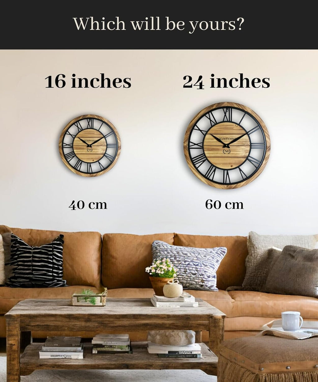 24 Inch Large Round Wall Clock with Roman Numerals L91289