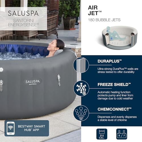 Gray Inflatable Hot Tub with Cover L45233