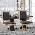 Grey Linen Upholstered Dining Chair Set of 2 with Wooden Legs Z756162