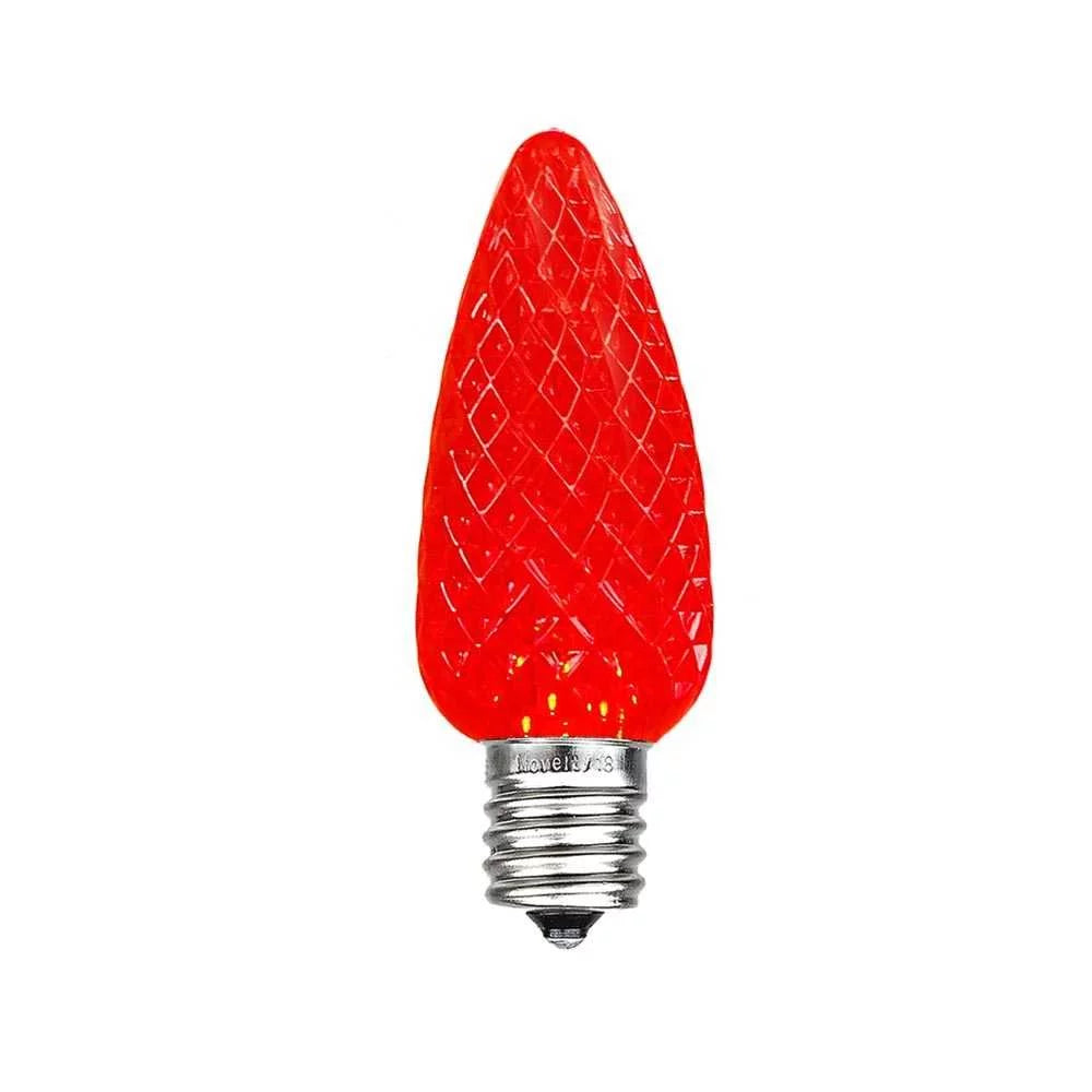 25 Pack C9 LED Faceted Dimmable Outdoor Christmas Replacement Bulbs, Red U16409