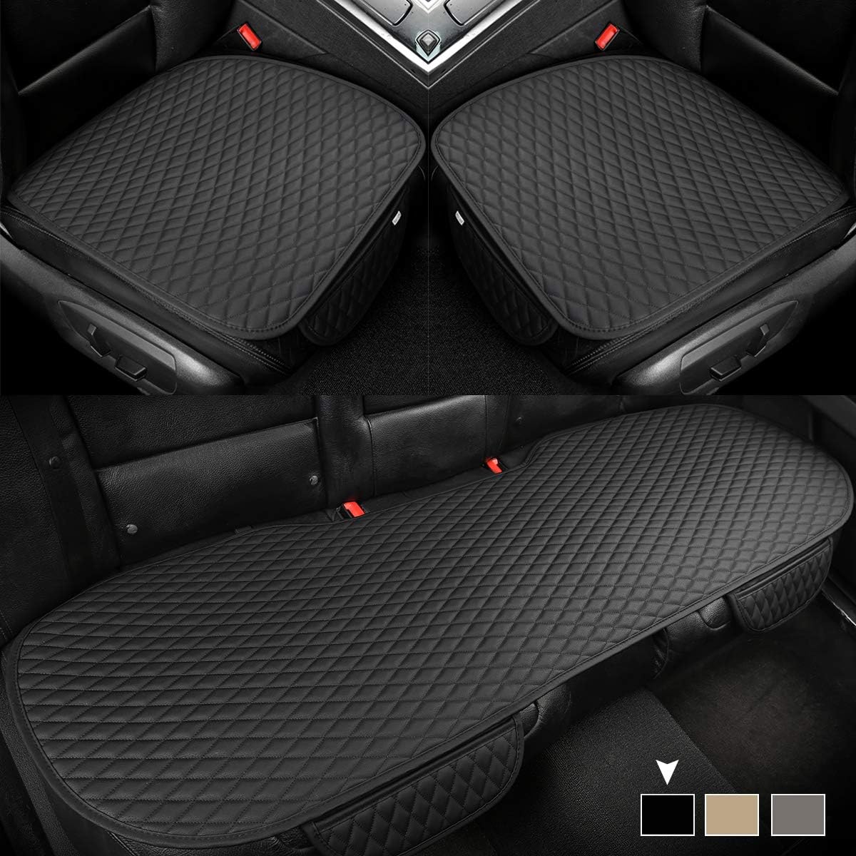 Black Leather Car Seat Covers G2878