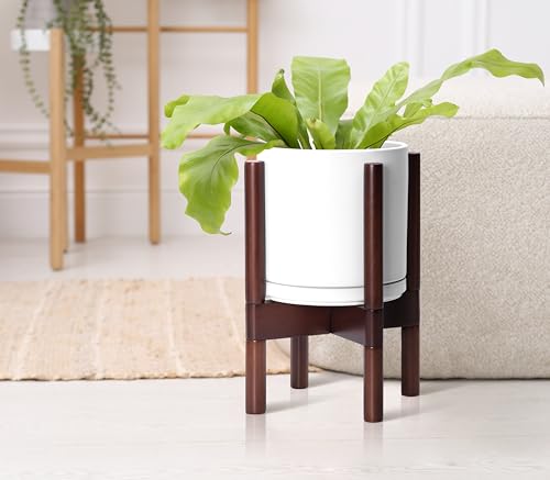 White Ceramic Planter with Stand U816147
