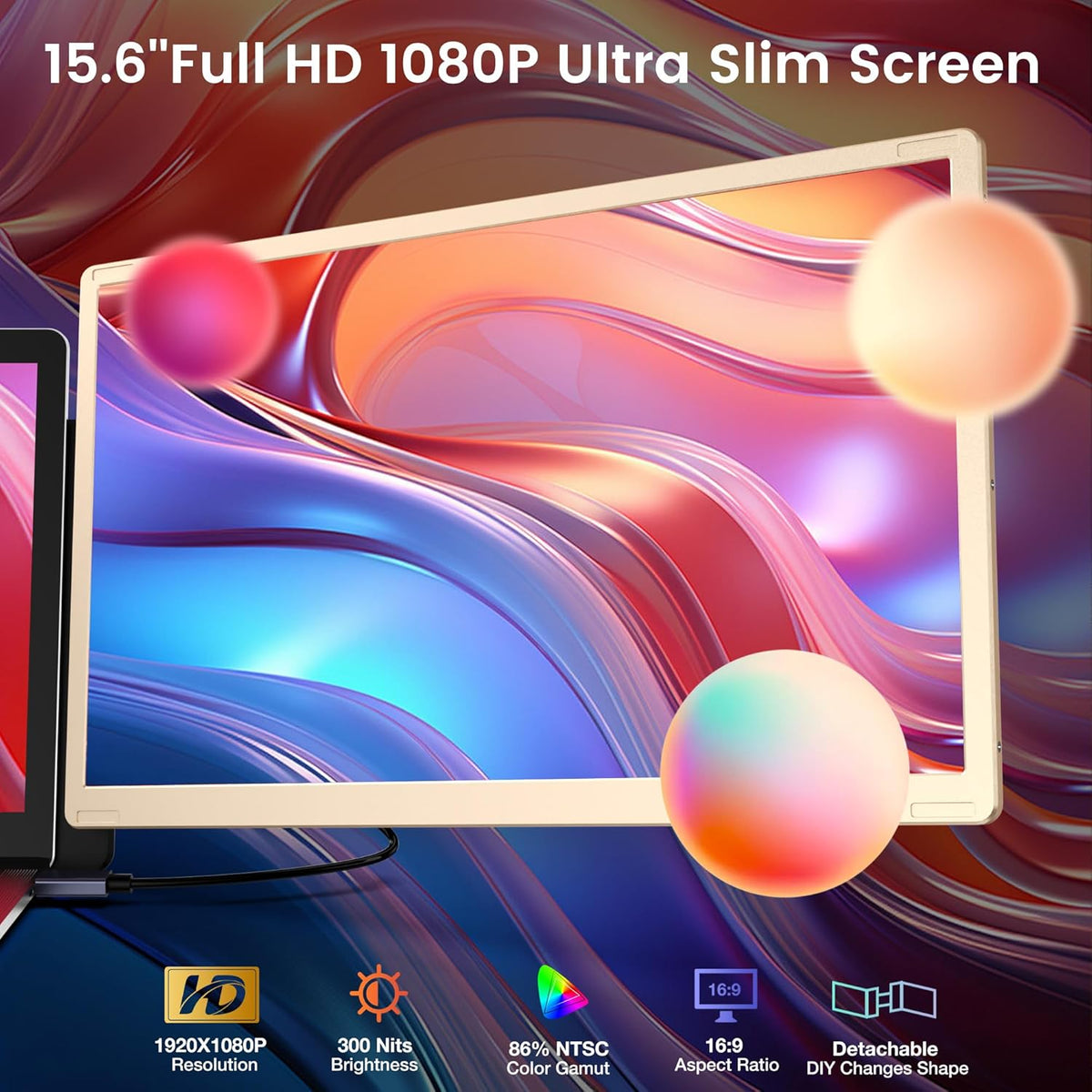 15.6’’ Portable Triple Monitor with IPS FHD 1080P Display B640