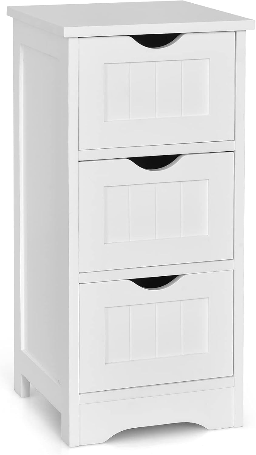 White 4 Drawer Wooden Bathroom Floor Cabinet B310