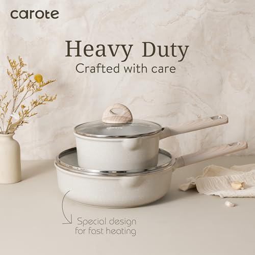 17pcs Non Stick Cream White Pots and Pans Set R5973