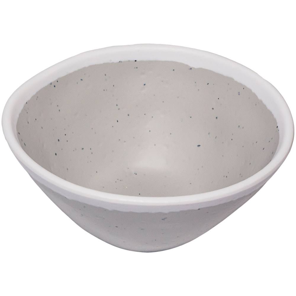8 oz. Glazed Grey Melamine Bowl with White Trim H34540