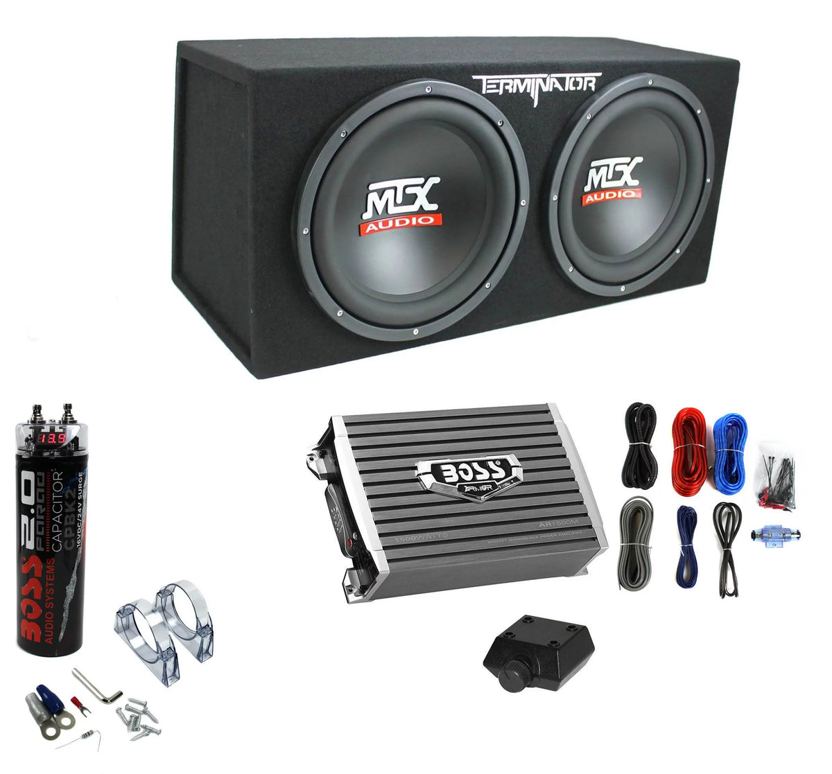12" 1200W Dual Loaded Subwoofer Box + 1500W Amplifier + Capacitor P22507